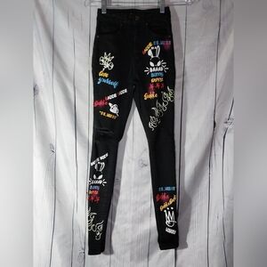 Red Fox Graphic distressed Jeans Size 1